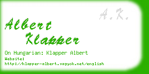 albert klapper business card